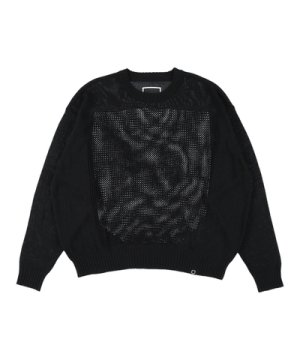 画像1: PHINGERIN WINDOW WEB SWEATER BLACK