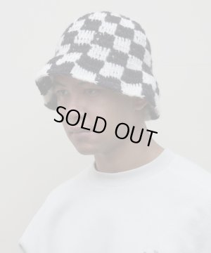 画像2: BAL CHECKERED HAND KNIT BUCKET HAT BLACK