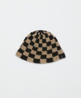 BAL CHECKERED HAND KNIT BUCKET HAT BROWN