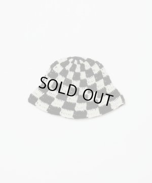 画像1: BAL CHECKERED HAND KNIT BUCKET HAT BLACK