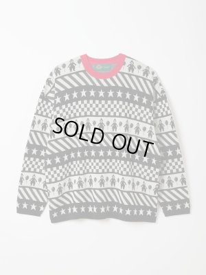 画像1: gim context Clown Circus Border Long Sleeve Knit-T Black
