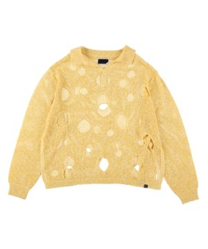 画像1: PHINGERIN HOLE KNIT SKIPPER YELLOW