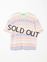 gim context Clown Circus Border Half Sleeve Knit-T Red