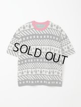 gim context Clown Circus Border Half Sleeve Knit-T Black
