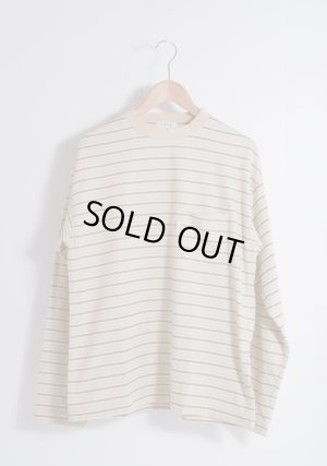 画像1: TONE DOUBLE STITCH LS T SHIRT BEIGE STRIPE