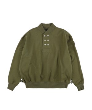 画像1: PHINGERIN DOUBLE HENLEY SWEATSHIRT OLIVE DRAB