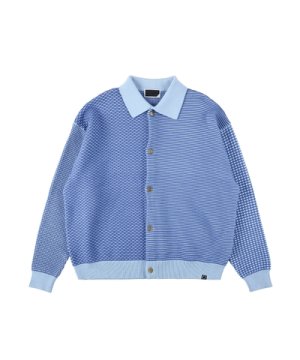 画像1: PHINGERIN MULTI KNIT SHIRT JACKET BLUE