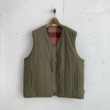 PWA WASHABLE REFINE-WOOL CHK RV VEST OLIVE