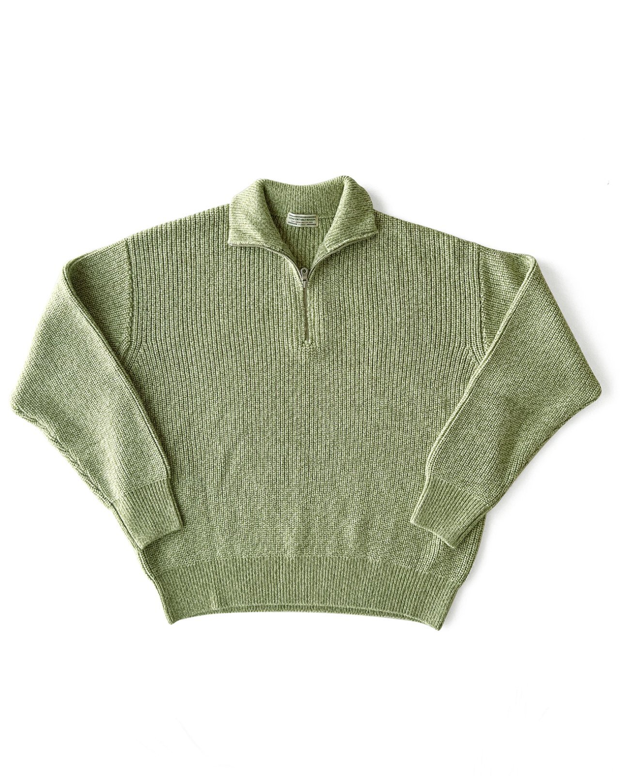 COMFORTABLE REASON Harf Zip Knit LIME