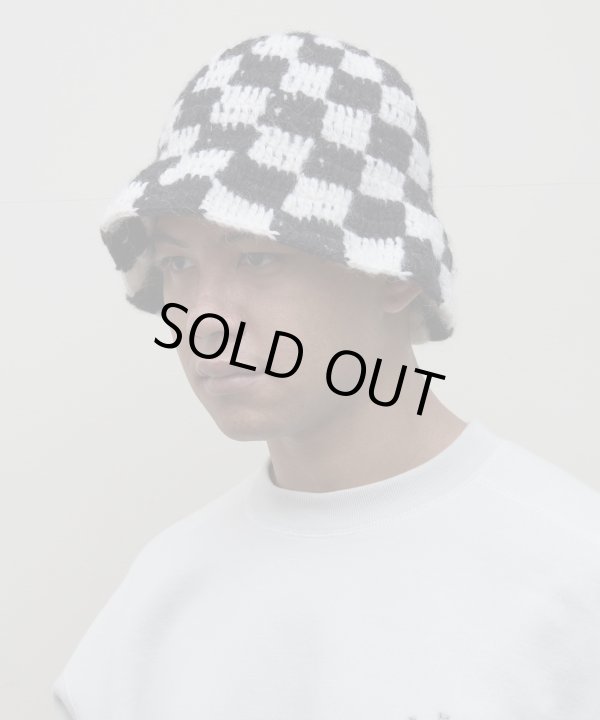 画像2: BAL CHECKERED HAND KNIT BUCKET HAT BLACK (2)