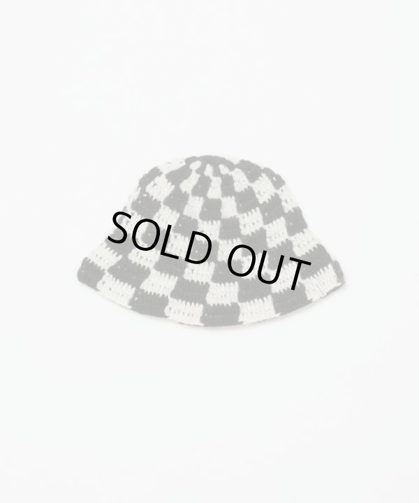 画像1: BAL CHECKERED HAND KNIT BUCKET HAT BLACK (1)