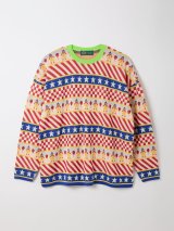 画像: gim context Clown Circus Border Long Sleeve Knit-T Red