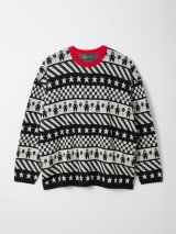 画像: gim context Clown Circus Border Long Sleeve Knit-T Black