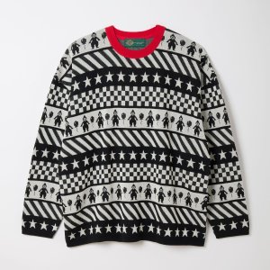 画像: gim context Clown Circus Border Long Sleeve Knit-T Black