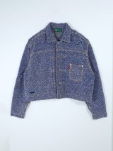 画像: gim context Hand-Stitched Damaged Denim Knit Jacket