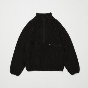 画像: BAL DETACHABLE SLEEVE GRID FLEECE PULL OVER BLACK