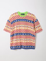 画像: gim context Clown Circus Border Half Sleeve Knit-T Red