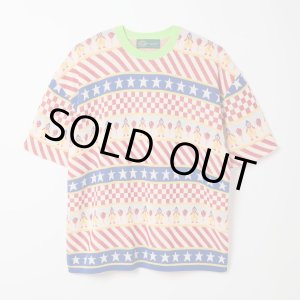 画像: gim context Clown Circus Border Half Sleeve Knit-T Red