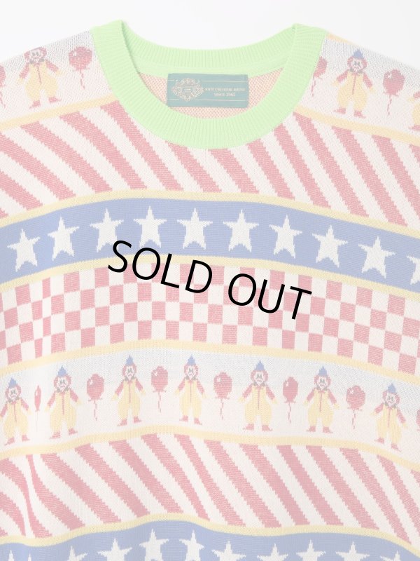 画像2: gim context Clown Circus Border Half Sleeve Knit-T Red (2)