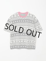 画像: gim context Clown Circus Border Half Sleeve Knit-T Black
