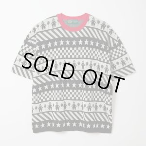画像: gim context Clown Circus Border Half Sleeve Knit-T Black