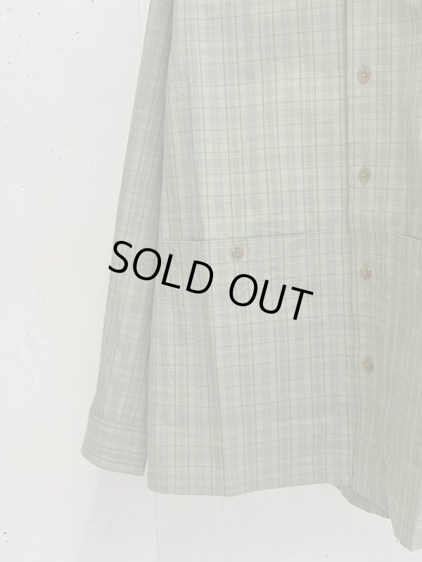 画像2: PWA LINEN MIX O/C SHIRT GREEN CHECK (2)