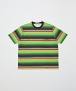 画像1: BAL GRADIENT STRIPE CREW NECK TEE GREEN (1)