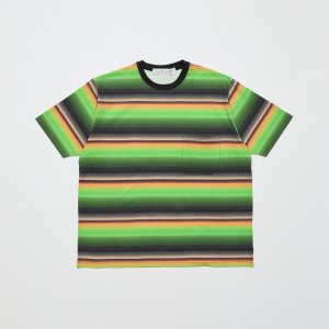 画像: BAL GRADIENT STRIPE CREW NECK TEE GREEN