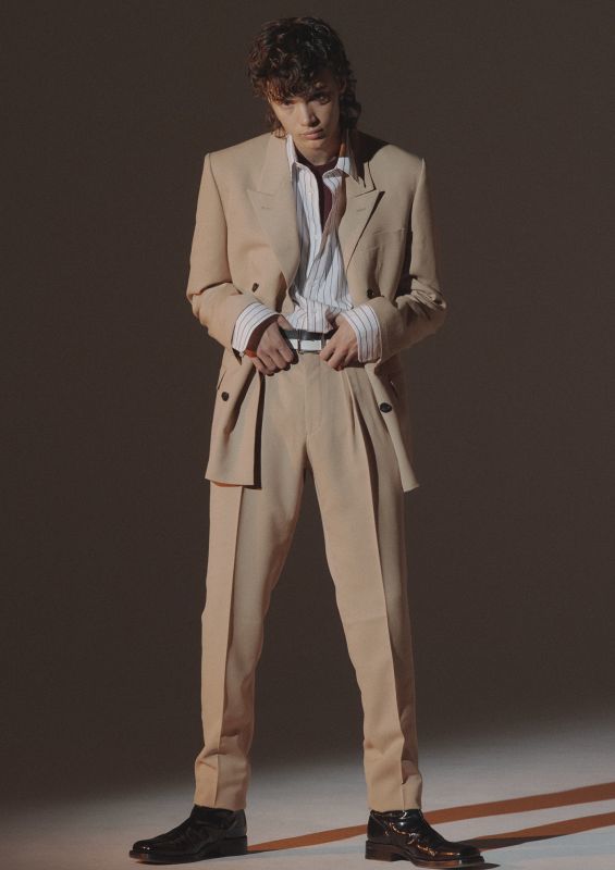 画像: LITTLEBIG Beige Spring Twill Tucked Trousers