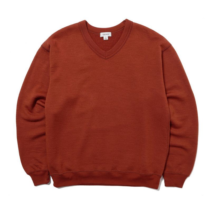 TONE V NECK WOOL SWEAT DARK ORANGE,正規取扱い,販売店舗 , 福岡から