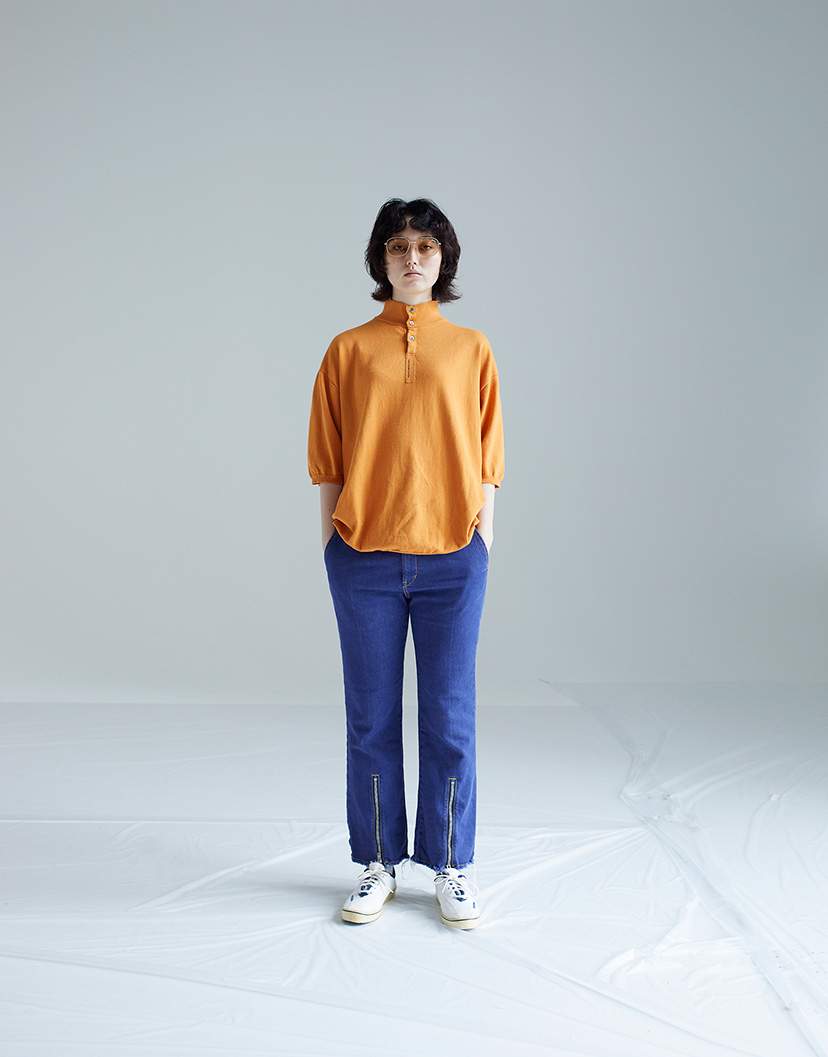 画像: THE NERDYS Organic Cotton Stand collar Polo Shirt Orange