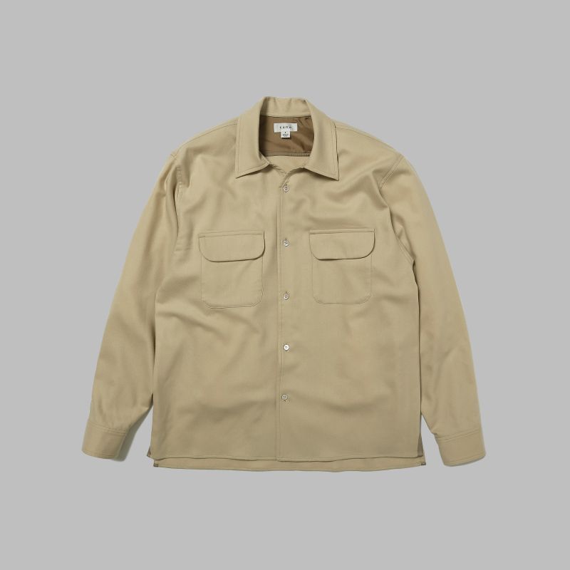 画像1: TONE WOOL V NECK SHIRTS CREAM (1)