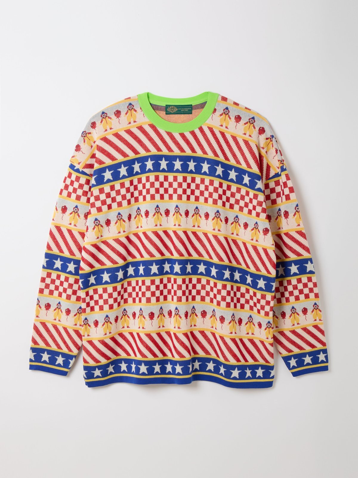 画像1: gim context Clown Circus Border Long Sleeve Knit-T Red (1)