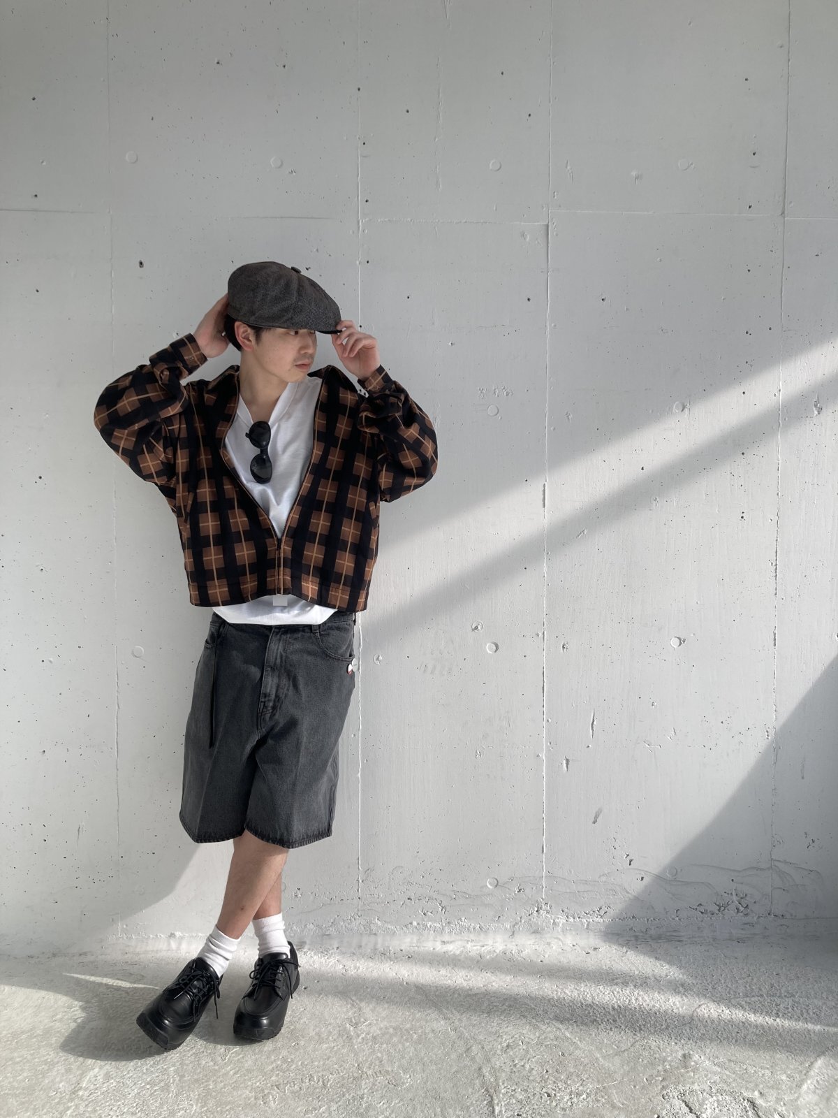 画像: BAL PLAID ZIP SHIRT BLOUSON BROWN