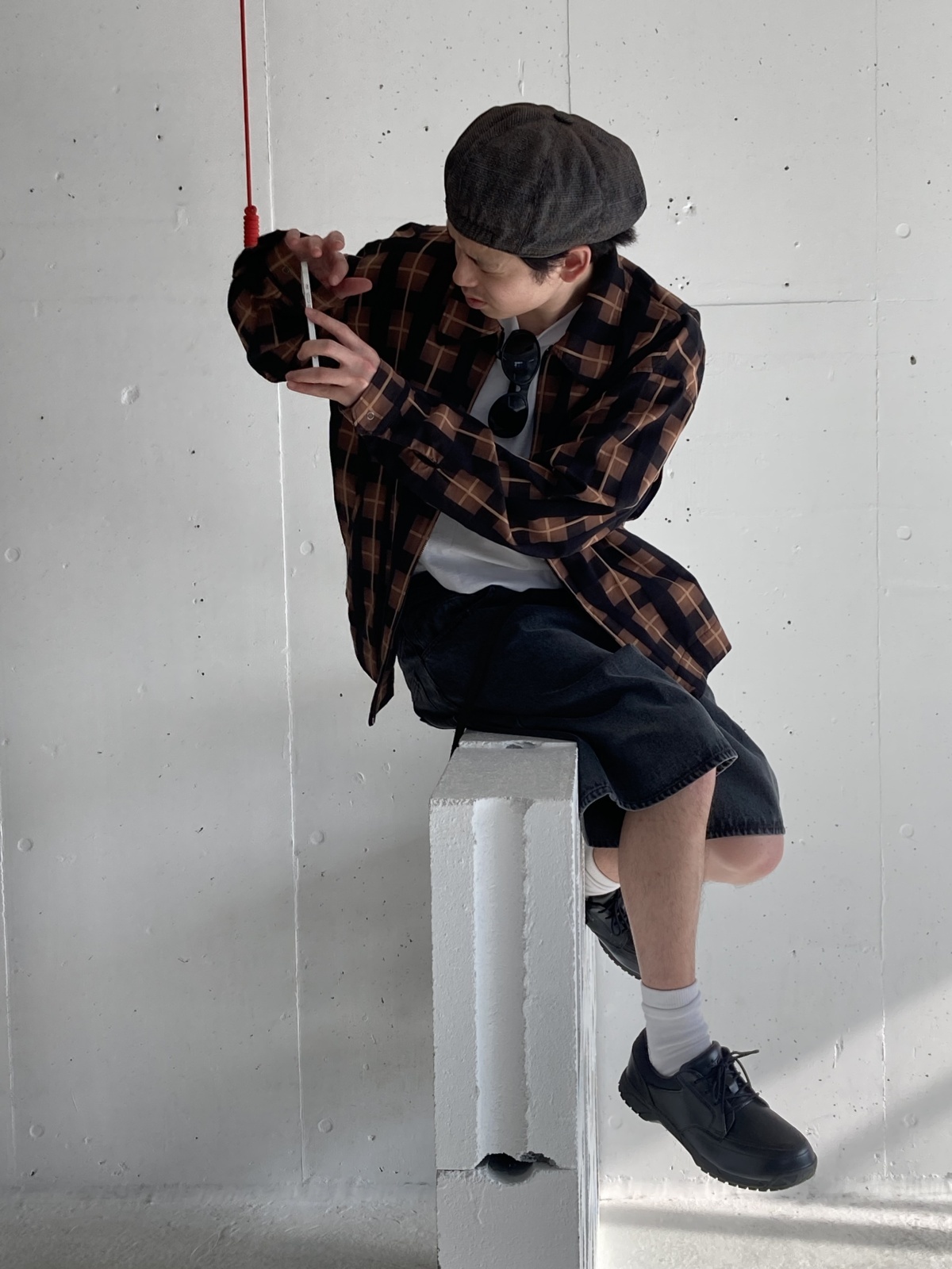 画像: BAL PLAID ZIP SHIRT BLOUSON BROWN