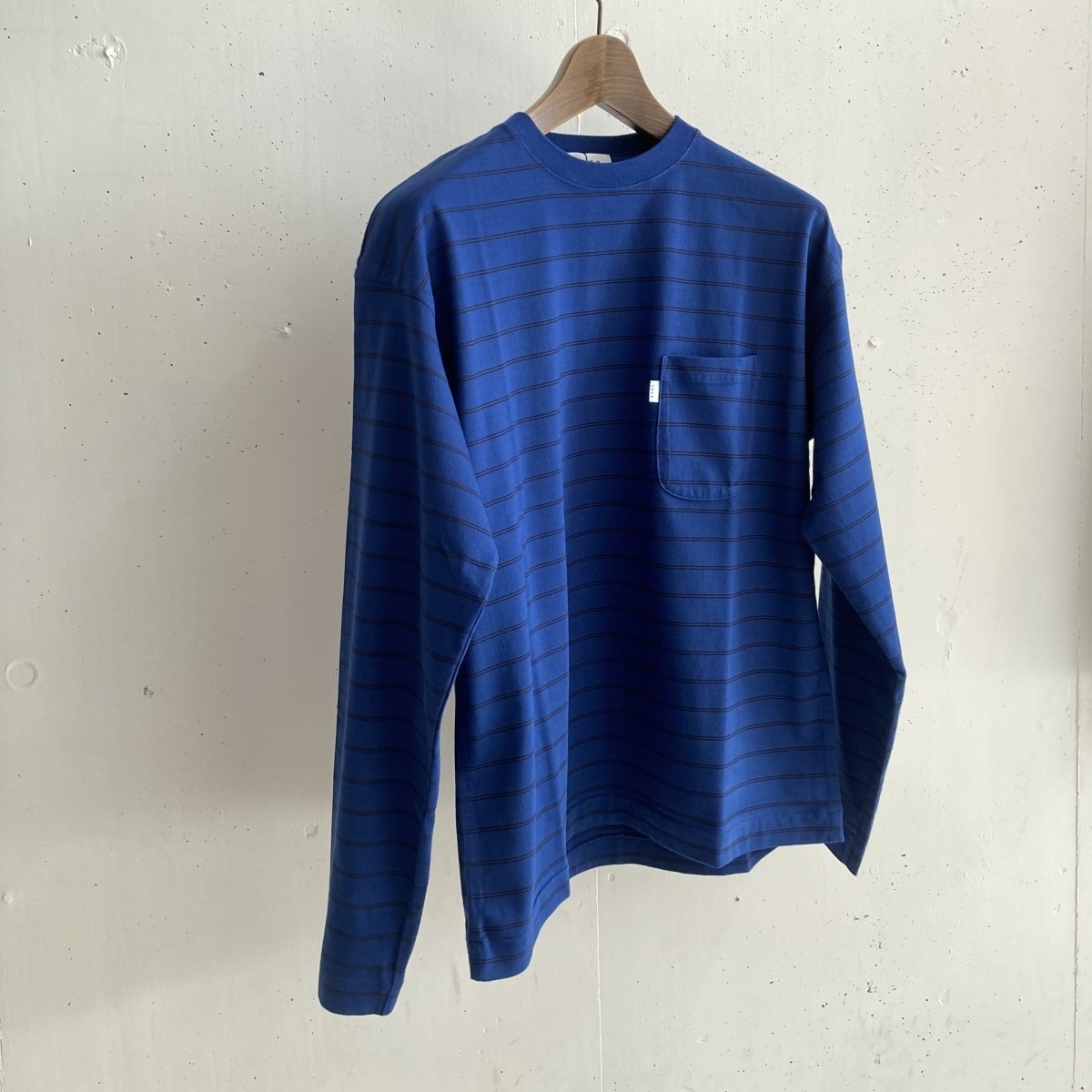 画像1: TONE DOUBLE STITCH LS T SHIRT NAVY STRIPE (1)