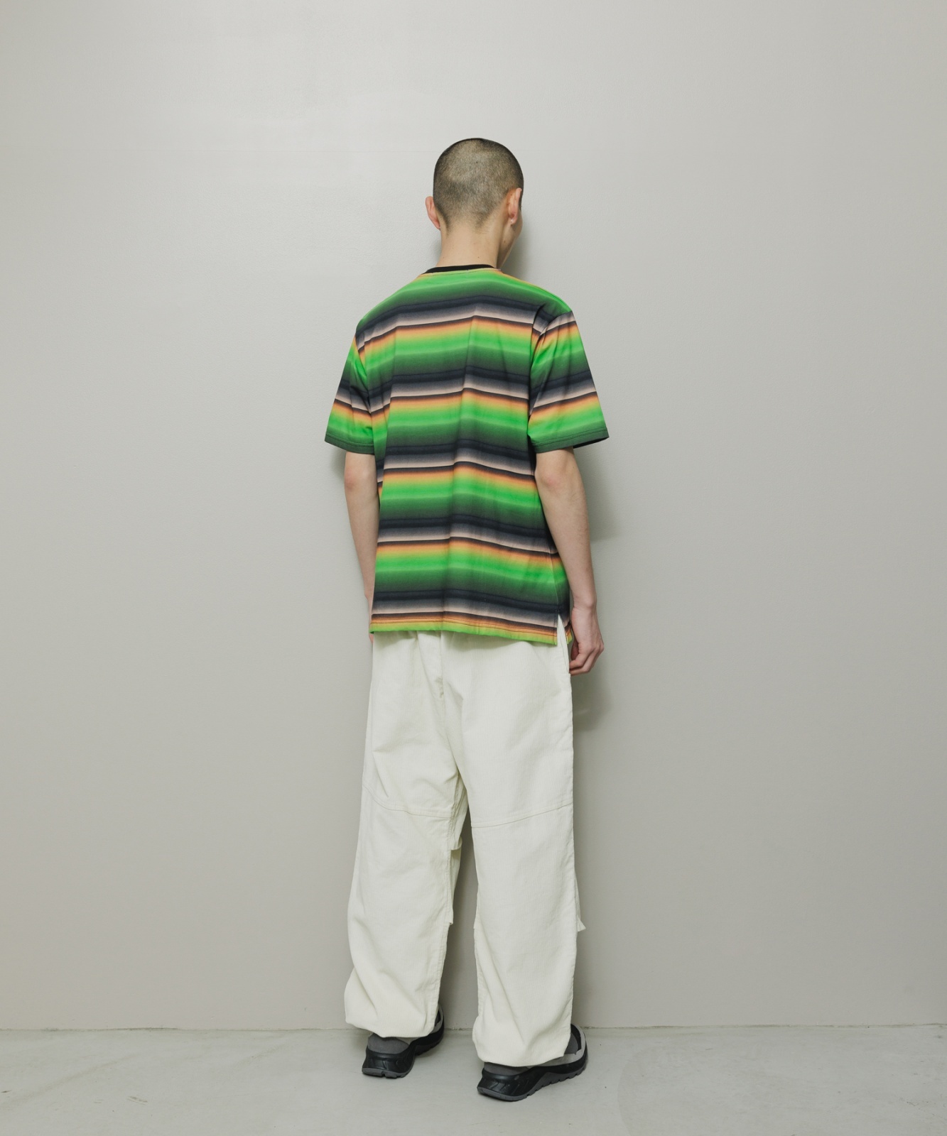 画像4: BAL GRADIENT STRIPE CREW NECK TEE GREEN (4)