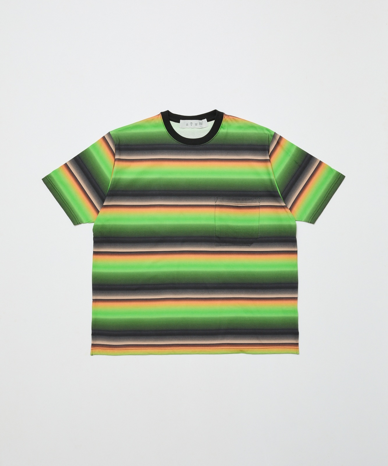 画像1: BAL GRADIENT STRIPE CREW NECK TEE GREEN (1)