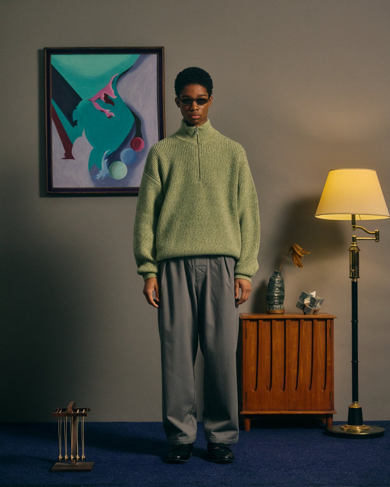 画像5: COMFORTABLE REASON Harf Zip Knit LIME (5)