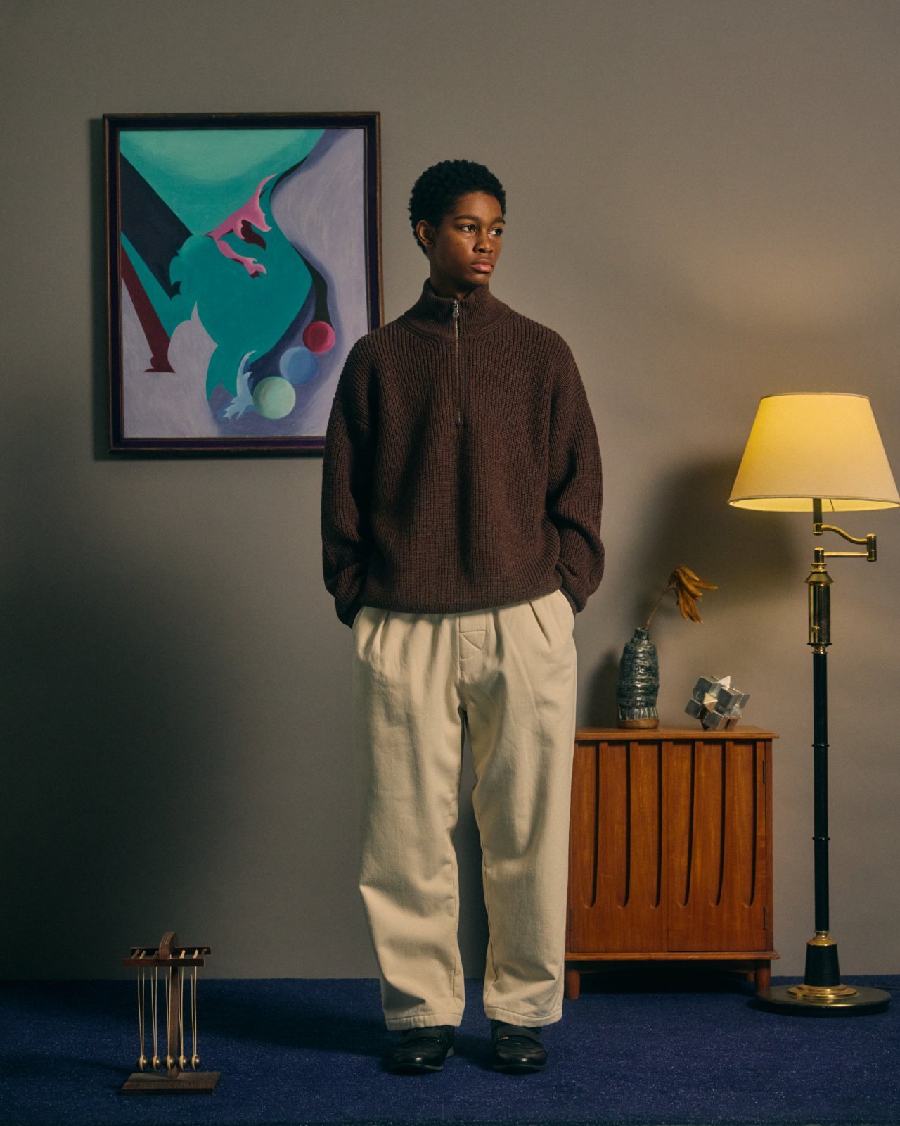 画像3: COMFORTABLE REASON Fleece Back Slacks IVORY (3)