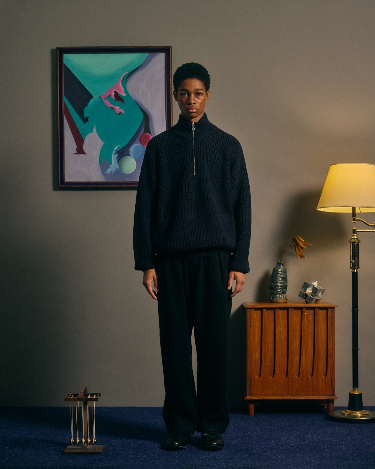 画像4: COMFORTABLE REASON Harf Zip Knit NAVY (4)